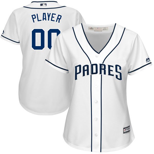 Women San Diego Padres Majestic White 2017 Cool Base Custom Baseball MLB Jersey->customized mlb jersey->Custom Jersey